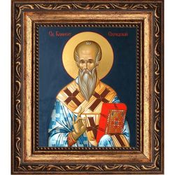 Климент, архиепископ Охридский, Величский (Болгарский) равноапостольный. Икона на холсте.