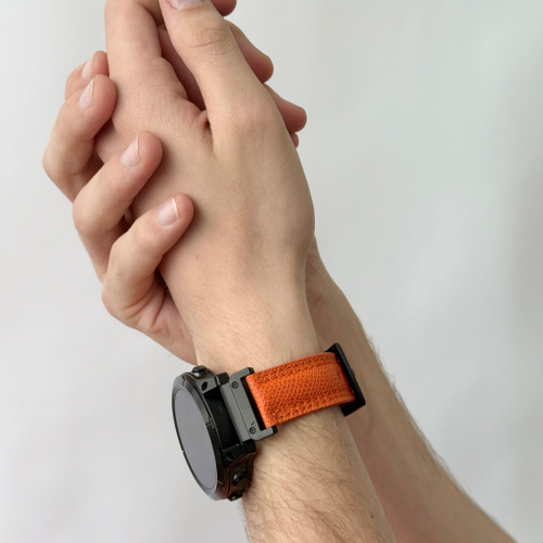Ремешок для часов Garmin 47 mm с креплением из кожи теленка, оранжевого цвета