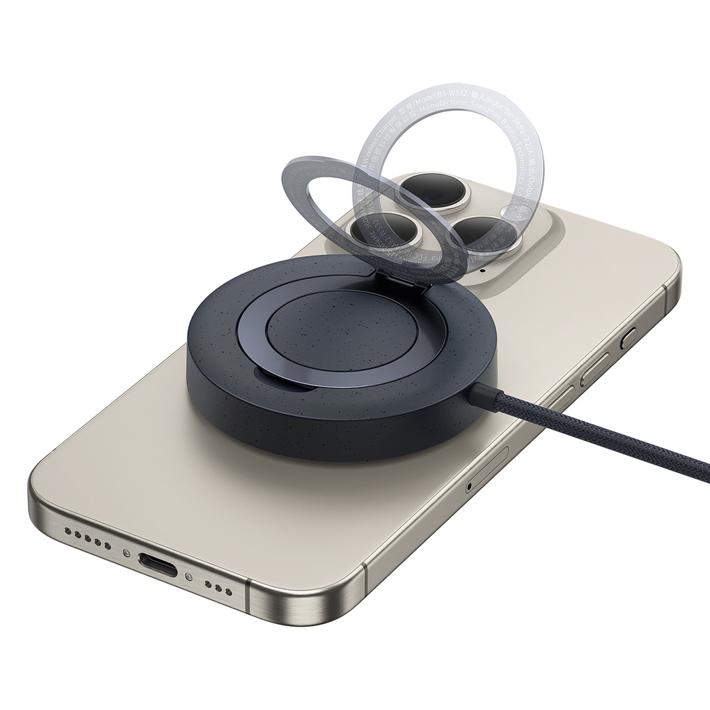Беспроводная зарядка Baseus Simple Mini4 Magnetic Wireless Charging Stand Qi2 15W (MagSafe) - Cosmic Black