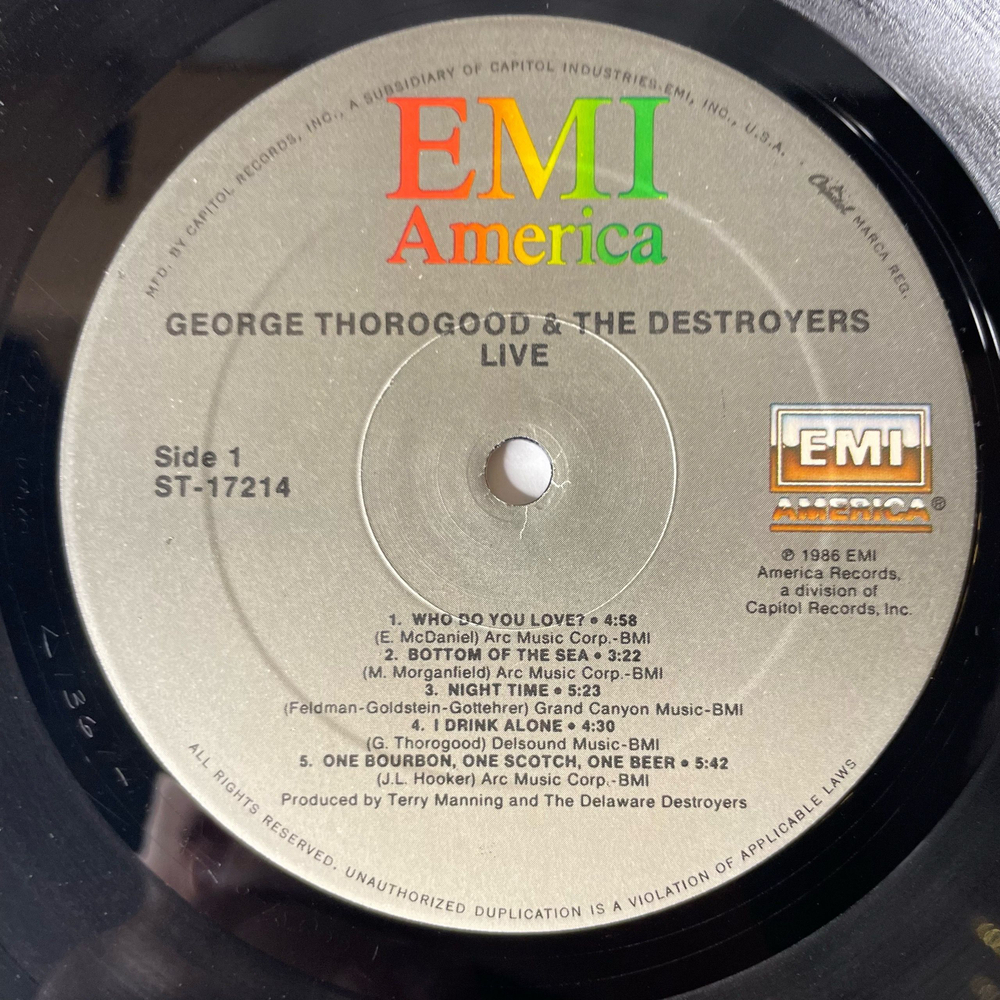 Винтажная виниловая пластинка LP George Thorogood and The Destroyers, Live (США 1987)