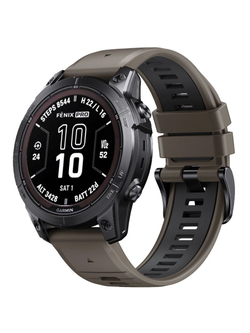 Ремешок двухцветный QuickFit 26 мм для Garmin Fenix 7x/6x/5x/5x plus/3, Descent, Tactix, Enduro, D2, Instinct 2X силиконовый (S26-PRO7X-2-KORG)