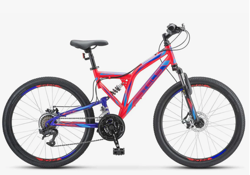 Велосипед 24" STELS Mustang MD ,Диск,рама 16, Красный неоновый/Синий