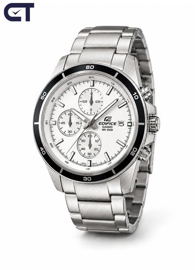CASIO EFR-526D-7AVUDF EDIFICE мужские наручные часы — стальной хронограф с белый циферблатом