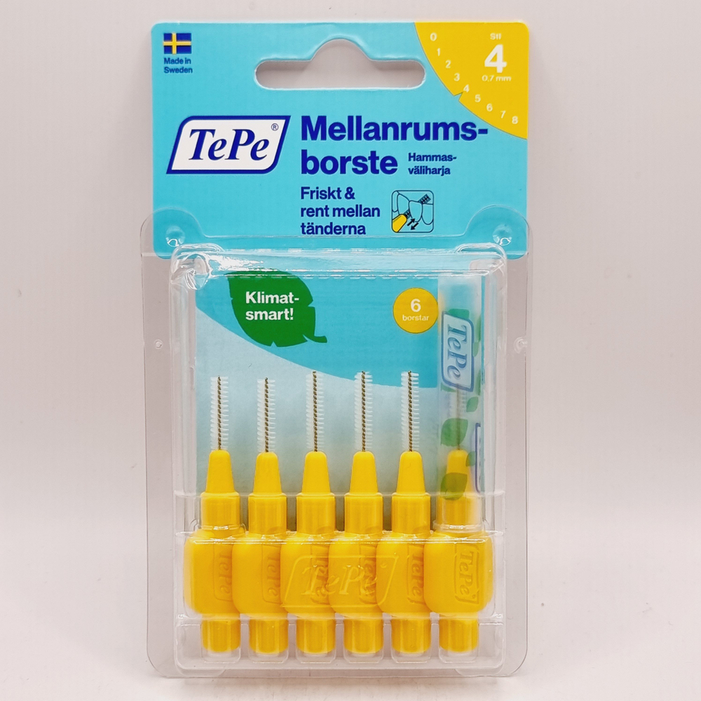 Межзубные ершики TePe 0,7 мм, №4 желтые 6 шт.