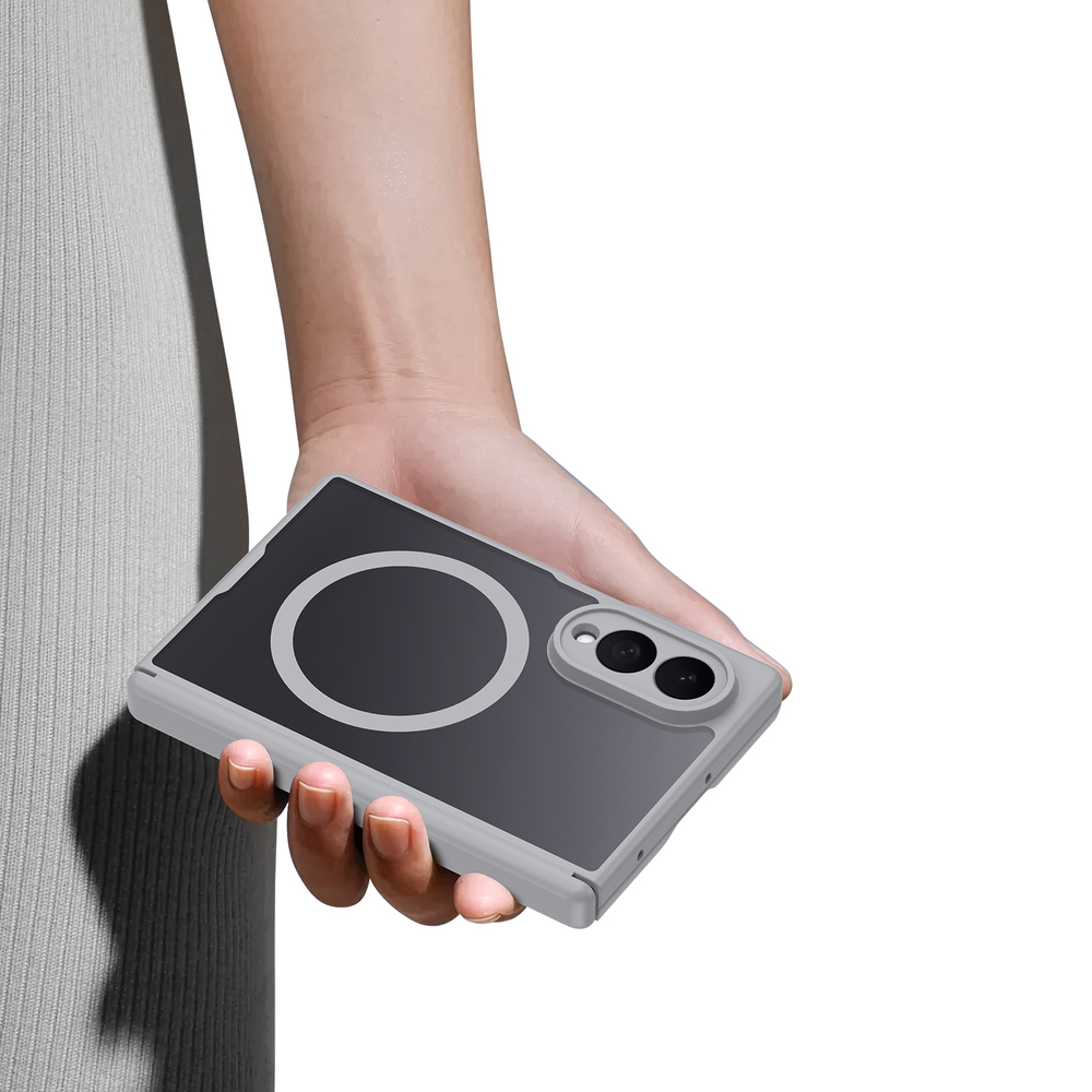 Чехол усиленный с серыми рамками и с MagSafe для Samsung Galaxy Z Fold 8, серия Expn Series Magnetic от Dux Ducis