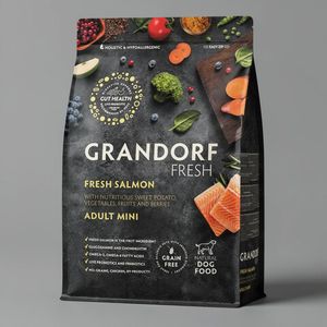 Сухой корм GRANDORF Fresh Dog Adult MINI Salmon&Sweet Potato для собак мелких пород из свежего филе лосося с бататом