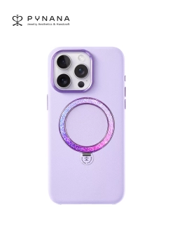 Чехол PYNANA для iPhone 15 PRO MAX кожа, австрийский хрусталь, нежно-фиолетовый