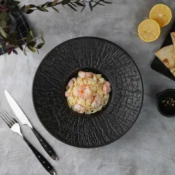 Тарелка глубокая 250 мл d 27 см h6,3 см для пасты, для супа Black Raw Wood P.L. Proff Cuisine [4]