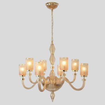 Люстра 8*Е14 SILVESTRO SP8 AMBER золото/янтарный Crystal Lux