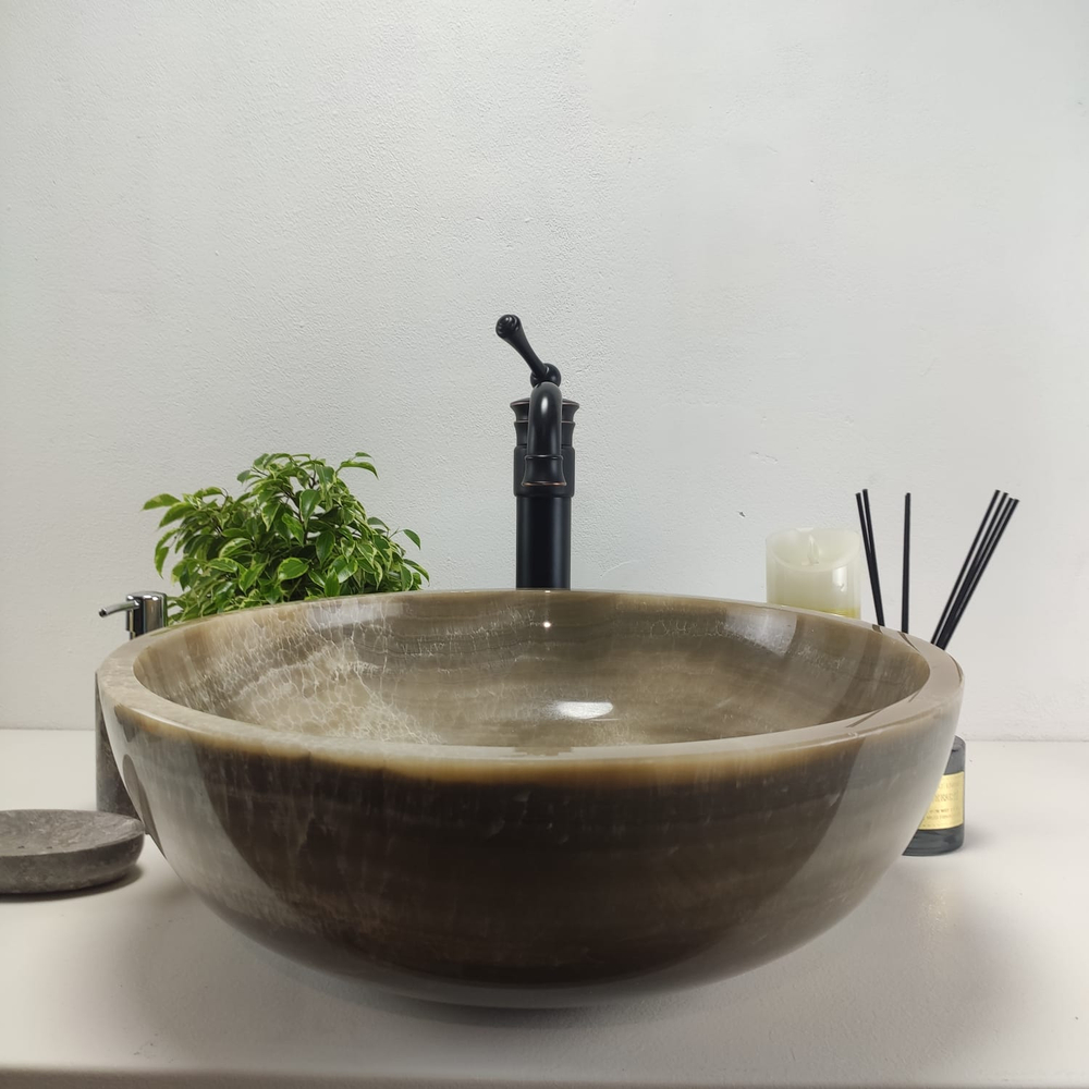Раковина из оникса Bowl Grey BO-70947 45x45x15 из натурального камня