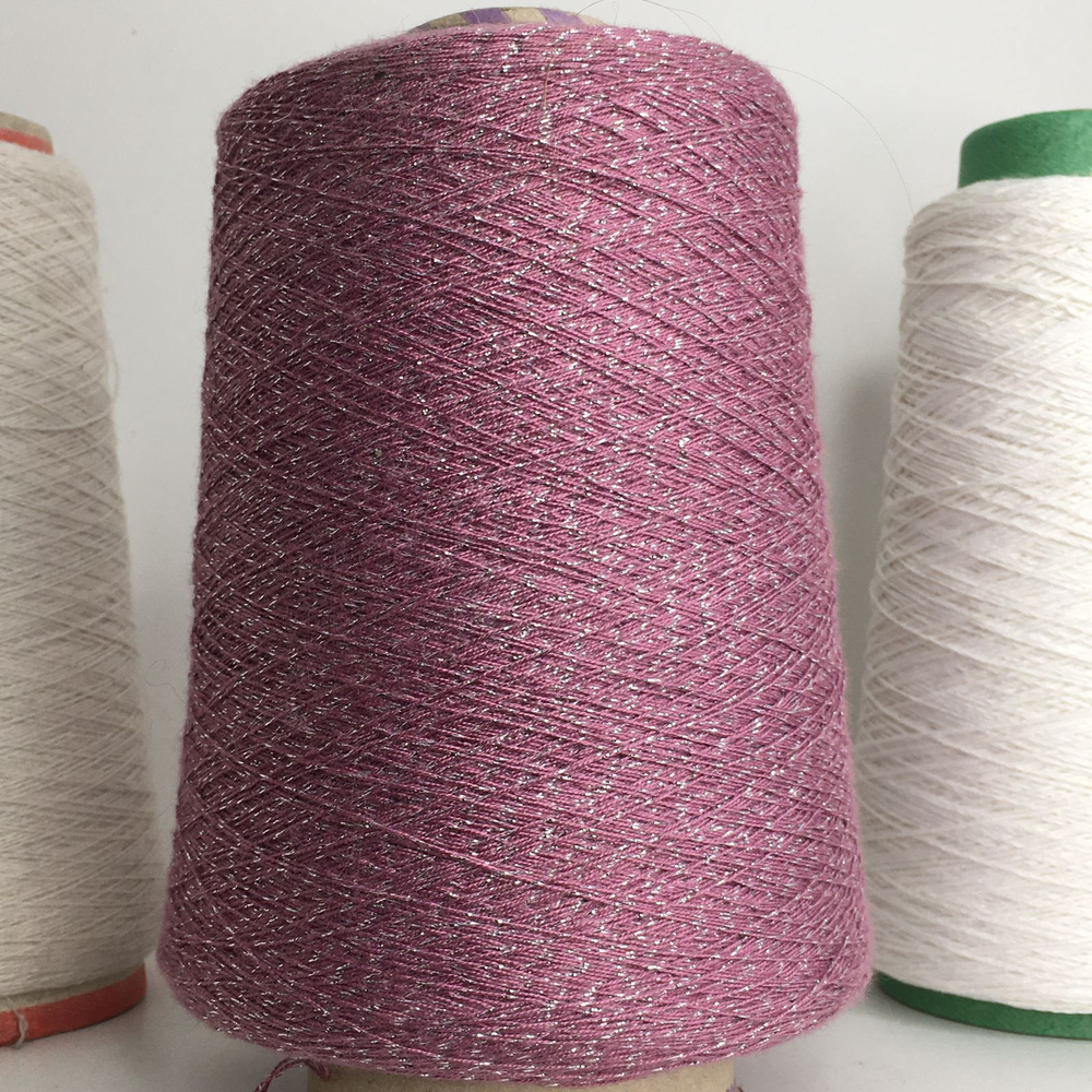 STOCK ITALY Хлопок, люрекс 900м/100гр цвет: Mauve, люрекс серебро