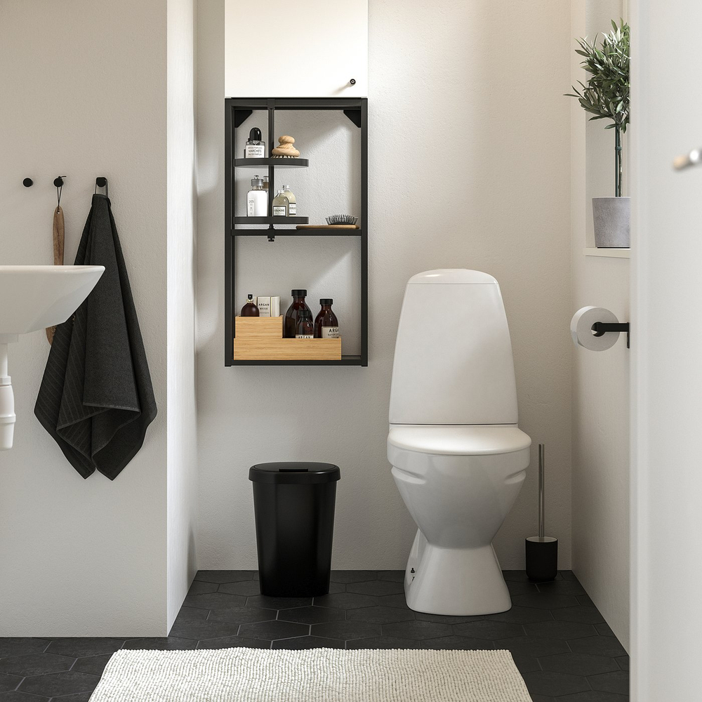 IKEA HÖLASS  (ИКЕА ХЁЛАСС)  -  Корзина с крышкой - чёрный 8 л