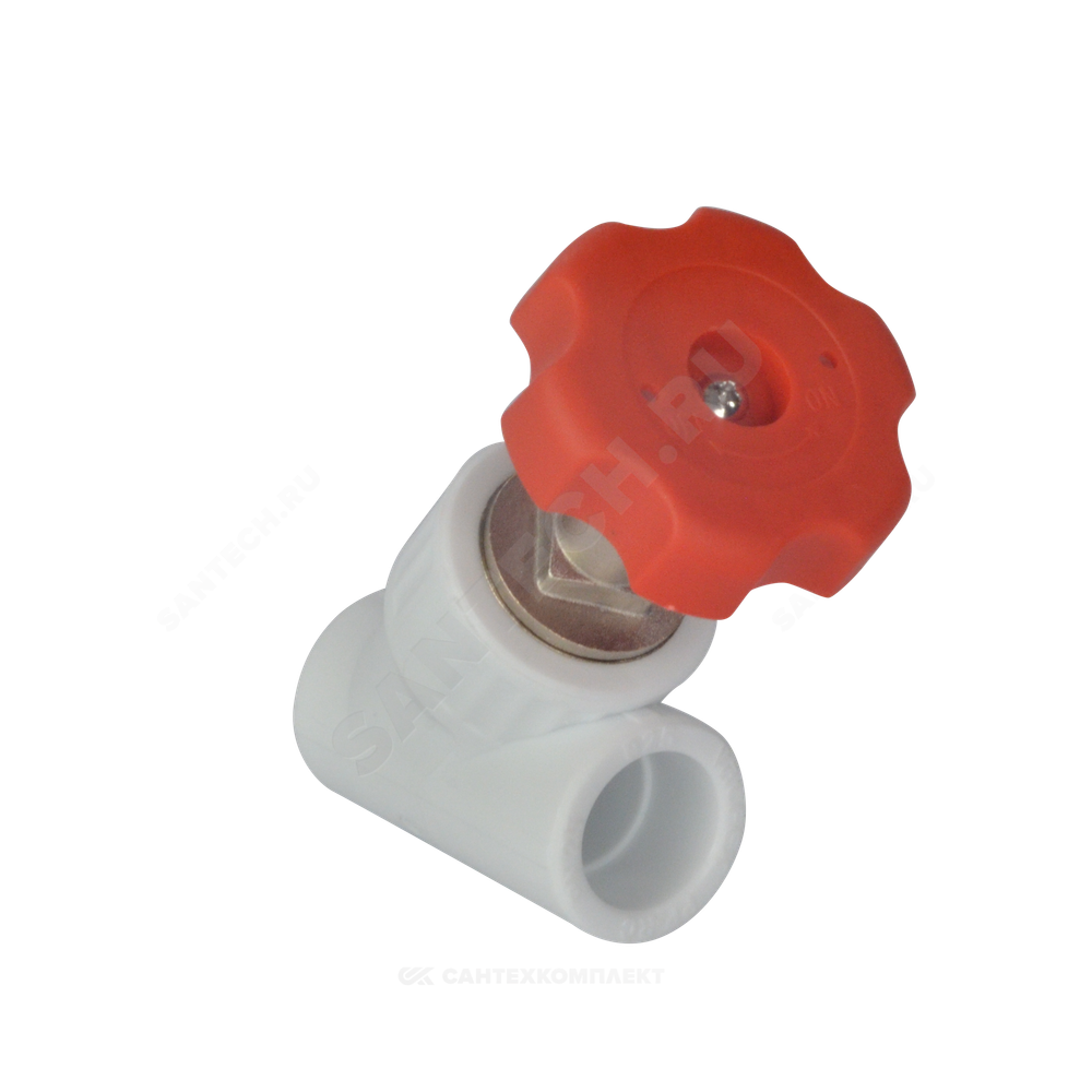 Клапан (вентиль) PP-R запорный белый Дн 32х45гр внутренняя пайка VALFEX 10174032