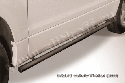 Пороги стальные Suzuki Grand Vitara 3дв (2008-2012) d57 труба (черные)