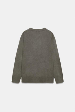 ZARA СВИТЕР ОВЕРСАЙЗ ИЗ 100% ШЕРСТИ, СЕРО-КОРИЧНЕВЫЙ