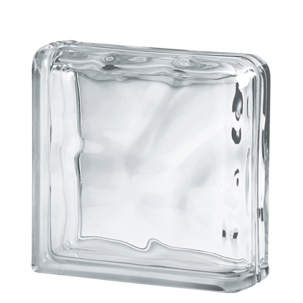 Завершающий стеклоблок бесцветный волна Vitrablok   19x19x8