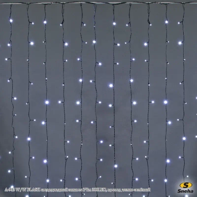 A-943 WW/W FLASH сведодиодный занавес 2*2м 300LED, провод темно-зелёный