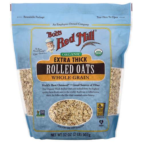 Bob's Red Mill, органические экстраплотные овсяные хлопья, цельнозерновые, 907 г (32 унции)