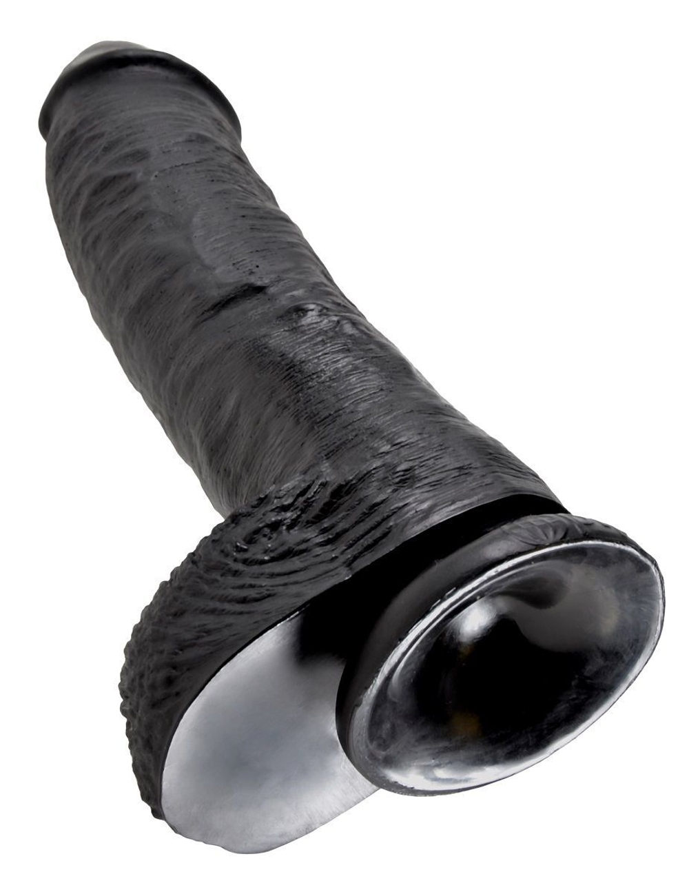 Реалистичный чёрный фаллоимитатор-гигант 10 Cock with Balls - 25,4 см. (Цвет: черный)
