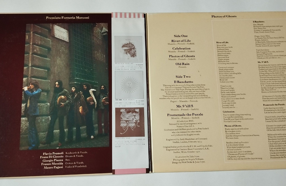 Винтажная виниловая пластинка LP Premiata Forneria Marconi Photos Of Ghosts (Japan 1973) (Obi) River Of Life