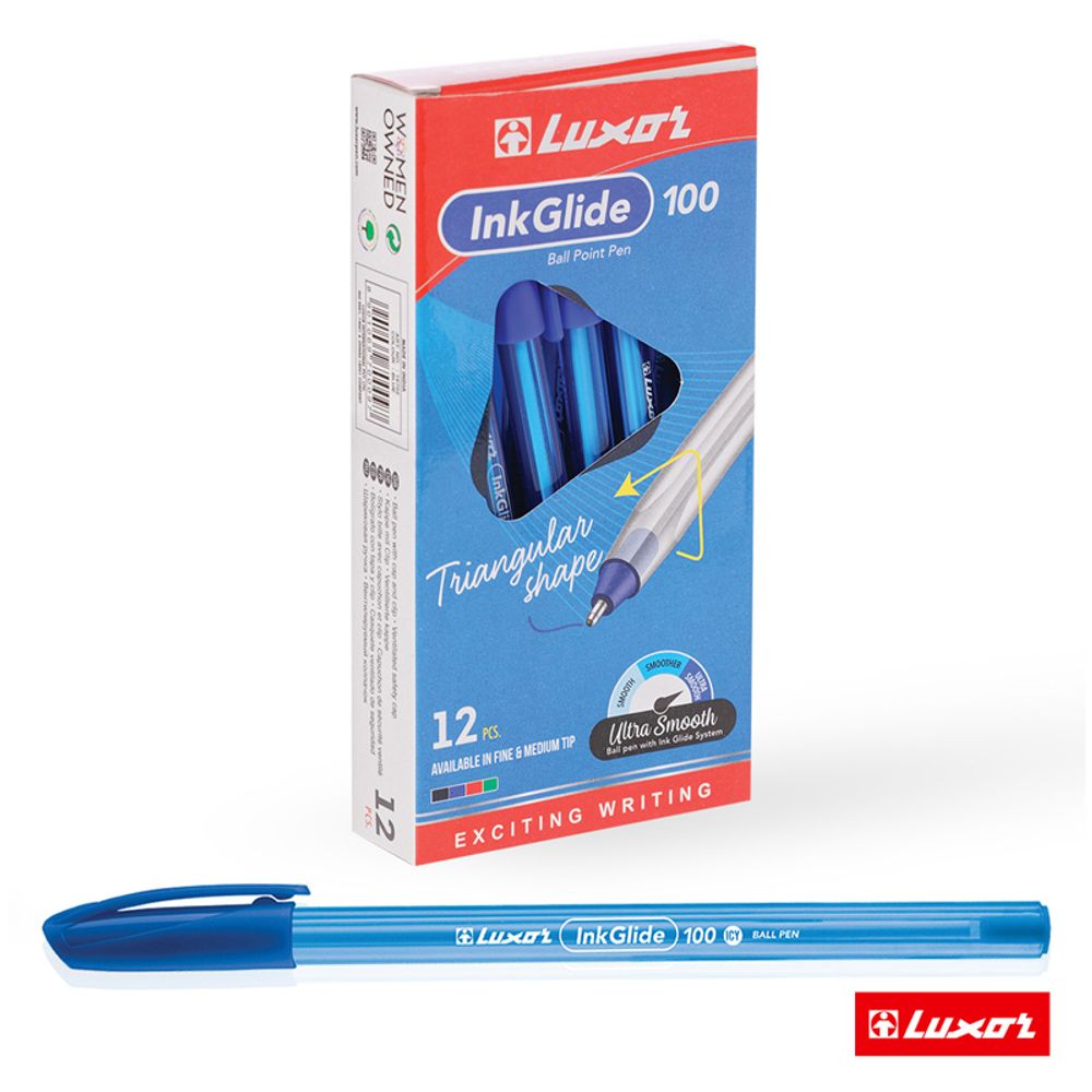 Ручка шариковая Luxor "InkGlide 100 Icy" синяя, 0,7мм, трехгран, 1шт
