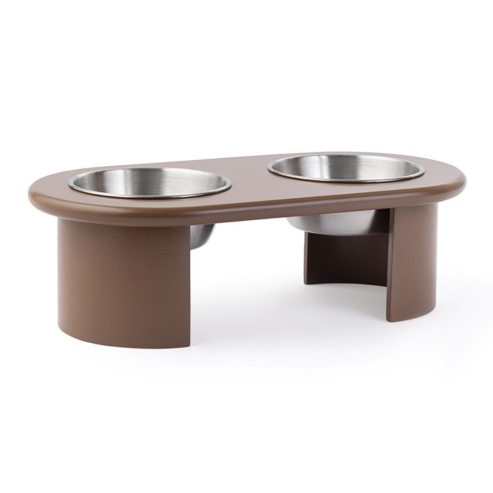 Миска двойная на подставке Плато цвета мокко из коллекции Pets Essential
