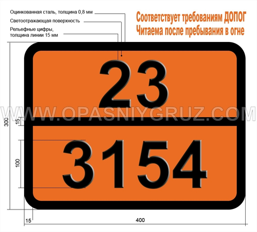 Табличка Опасный груз 23-3154 ЭФИР ПЕРФТОР(ЭТИЛВИНИЛОВЫЙ)