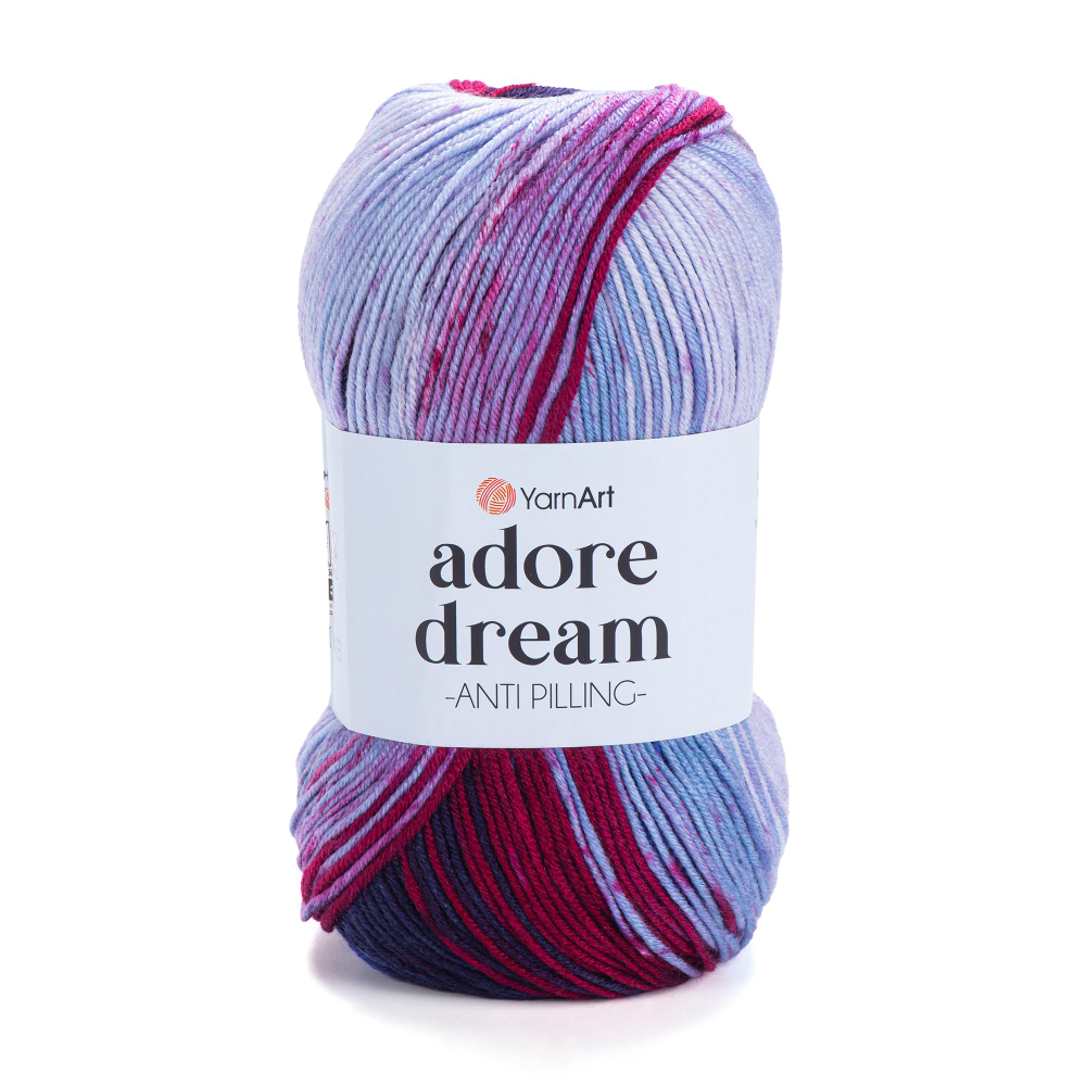 Адоре дрим (Adore dream) пряжа YarnArt 100%акрил антипилинг 5х100г/280м (1075 св.голубой-винный-т.синий)