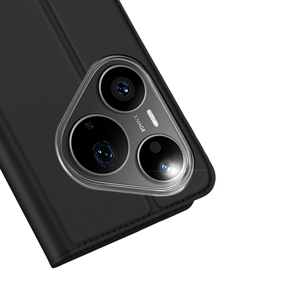 Чехол книжка из кожи черного цвета для Huawei Pura 90 Pro и Pura 90s Pro, серия Skin Pro Series от Dux Ducis