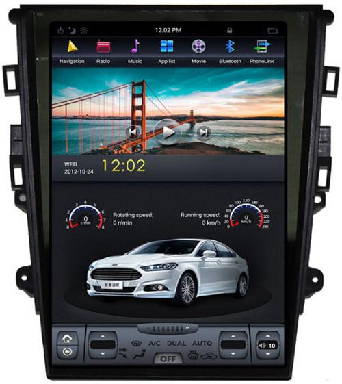 Магнитола для Ford Mondeo 5 2014-2019 (климат, без SYNC) - Kuberg ZF-1201A-Q6 вертикальный экран в стиле "Тесла" на Android 11, CarPlay, 4G SIM-слот