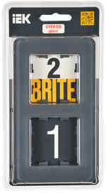 BRITE Рамка 2-местная РУ-2-2-Бр стекло графит RE IEK