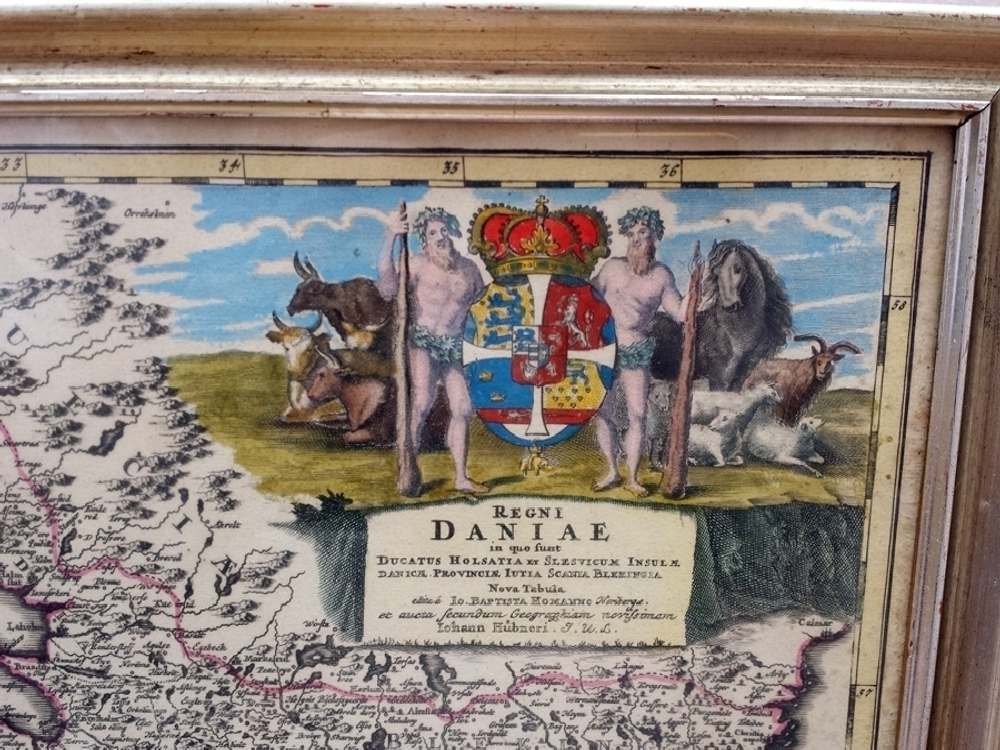 "Дания. Гравированная карта королевства Дании". 1754г.