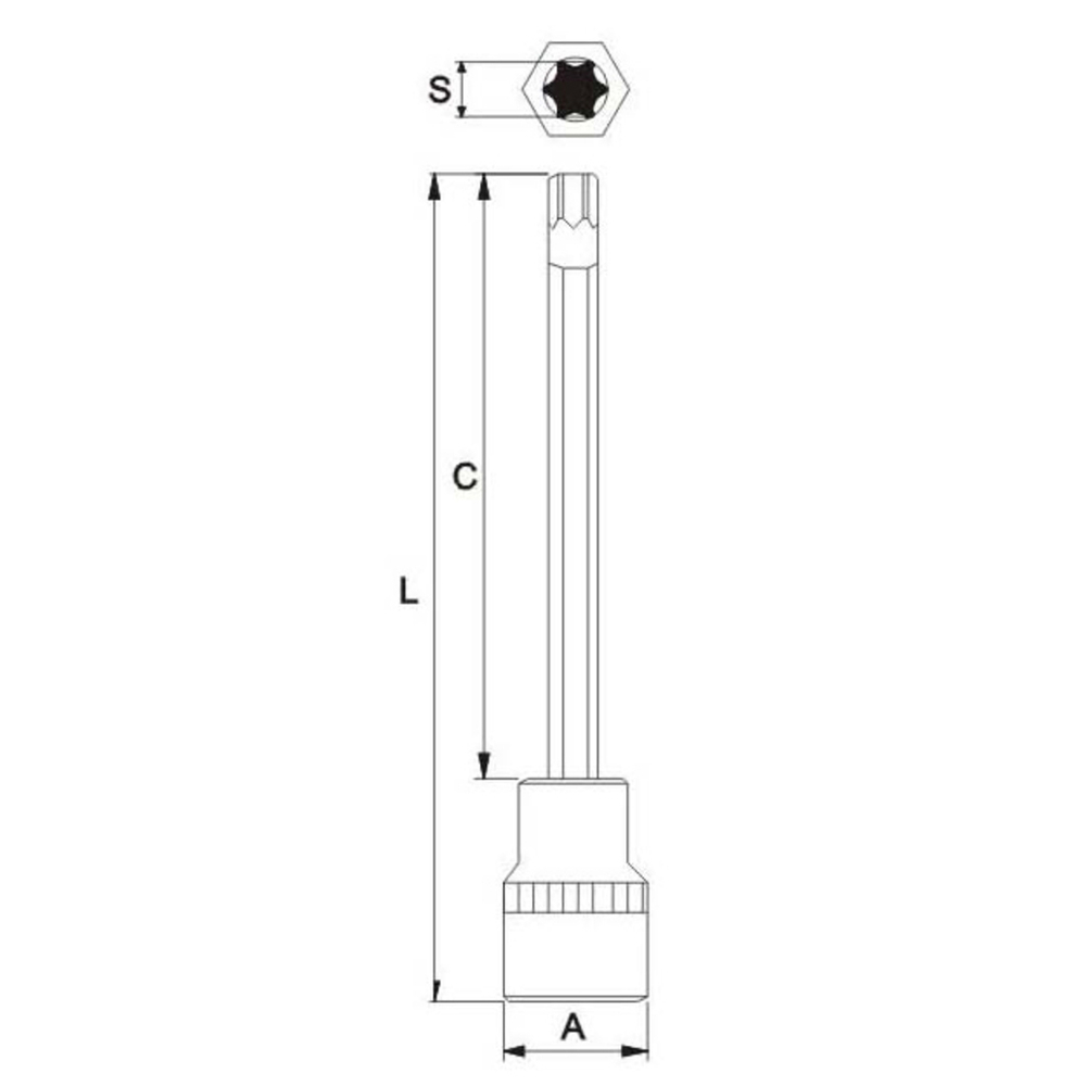 Бита-головка 1/2" TORX T45х200мм длинная JTC