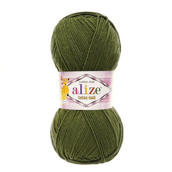 Пряжа Alize (Ализе) Cotton Gold / уп.5 мот. по 100 г, 330м, 029 хаки А