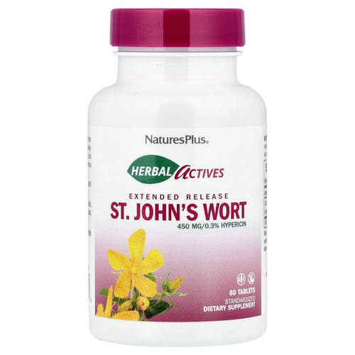 NaturesPlus, Herbal Actives, зверобой, 450 мг, 60 таблеток