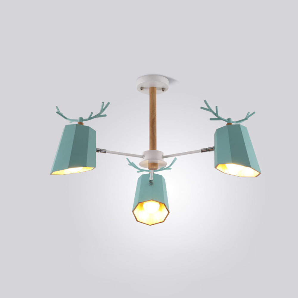 Деревянная люстра в скандинавском стиле с оленьими рожками DEER 2