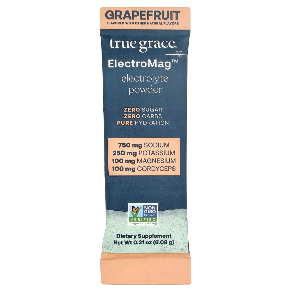 True Grace, ElectroMag™, электролитный порошок, со вкусом грейпфрута, 16 упаковок в стике по 6,09 г (0,21 унции)
