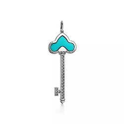 Ключ из платины с бриллиантами и бюрюзой, Tiffany 💠 Fleur de lis key - В наличии