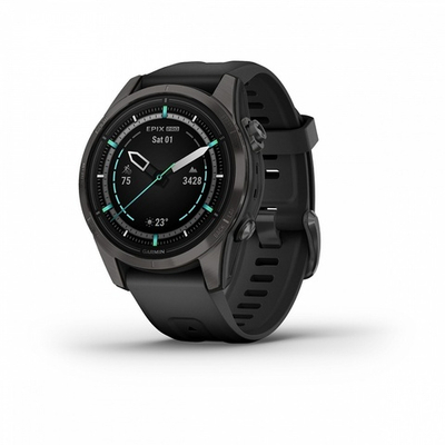 Смарт-часы Garmin EPIX Pro (Gen 2) Sapphire Edition 42 мм, титановый, угольно-серый, DLC, черный ремешок, 010-02802-15