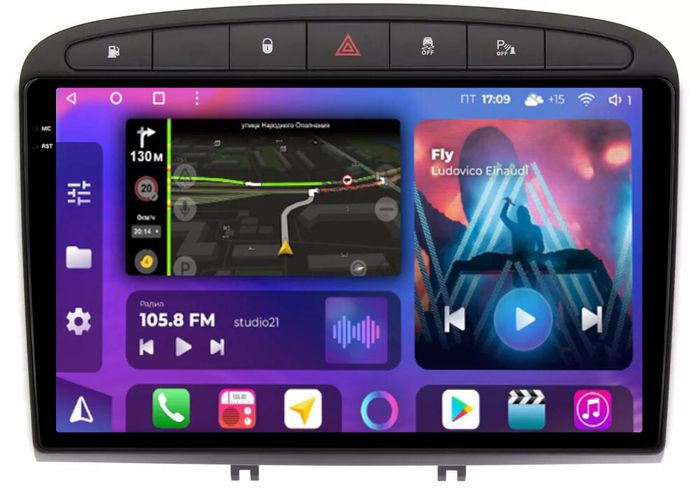 Магнитола для Peugeot 308 2007-2014, 408 2012-2022 - FarCar BM083M-2K монитор 9.5" 2K QLED на Android 14, Быстрая, CarPlay, 4G SIM-слот