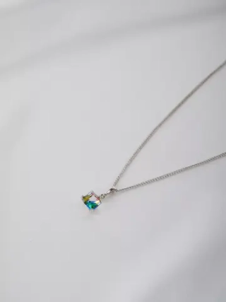 Кулон-кубик Миражи с зеленым кристаллом Swarovski