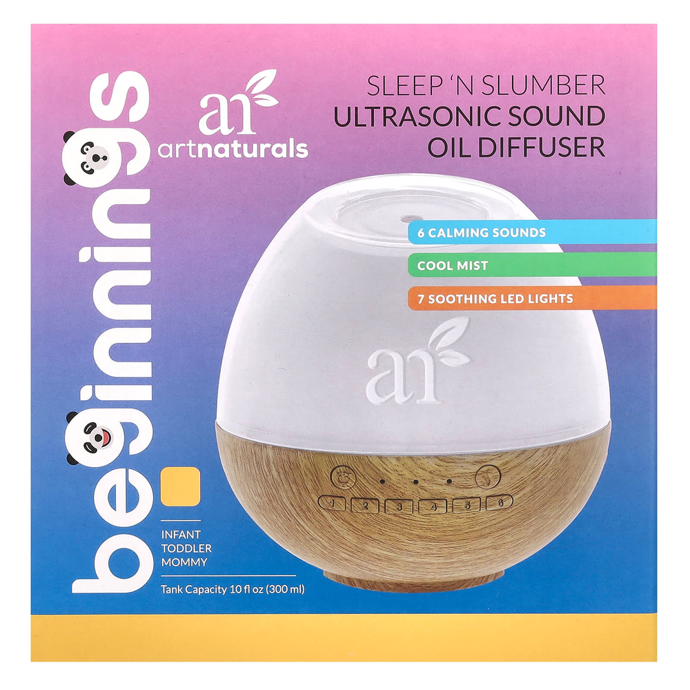 artnaturals, Beginnings, Sleep 'N Slumber, ультразвуковой масляный диффузор со звуками для спокойного сна, 1 шт.