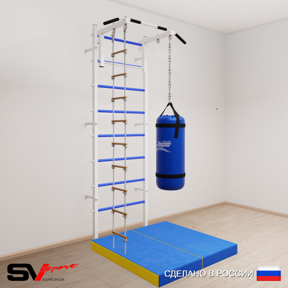 Шведская стенка Sv Sport усиленная 6117 (Турник стандарт/Лестница/Цепь/Мешок 30кг/Мат 1м)