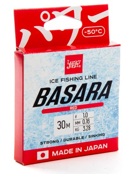 Леска монофильная зимняя Lucky John BASARA Red 30 м, 0,16 мм