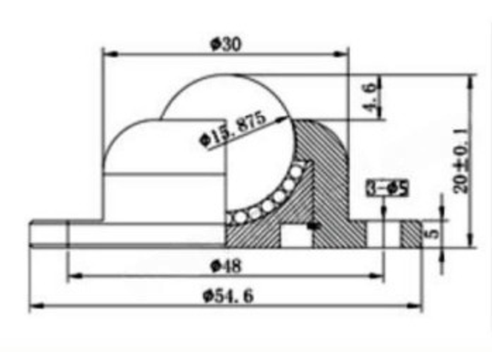 Шариковая опора Omniroll IA-15 - чертеж