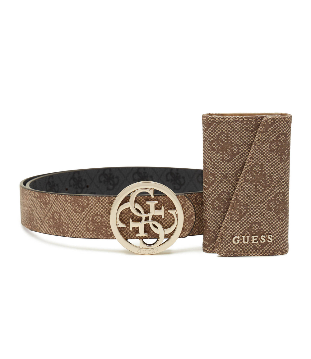 Двухсторонний пояс + поясная сумка Guess - коричневый(GFBOXW P3401)