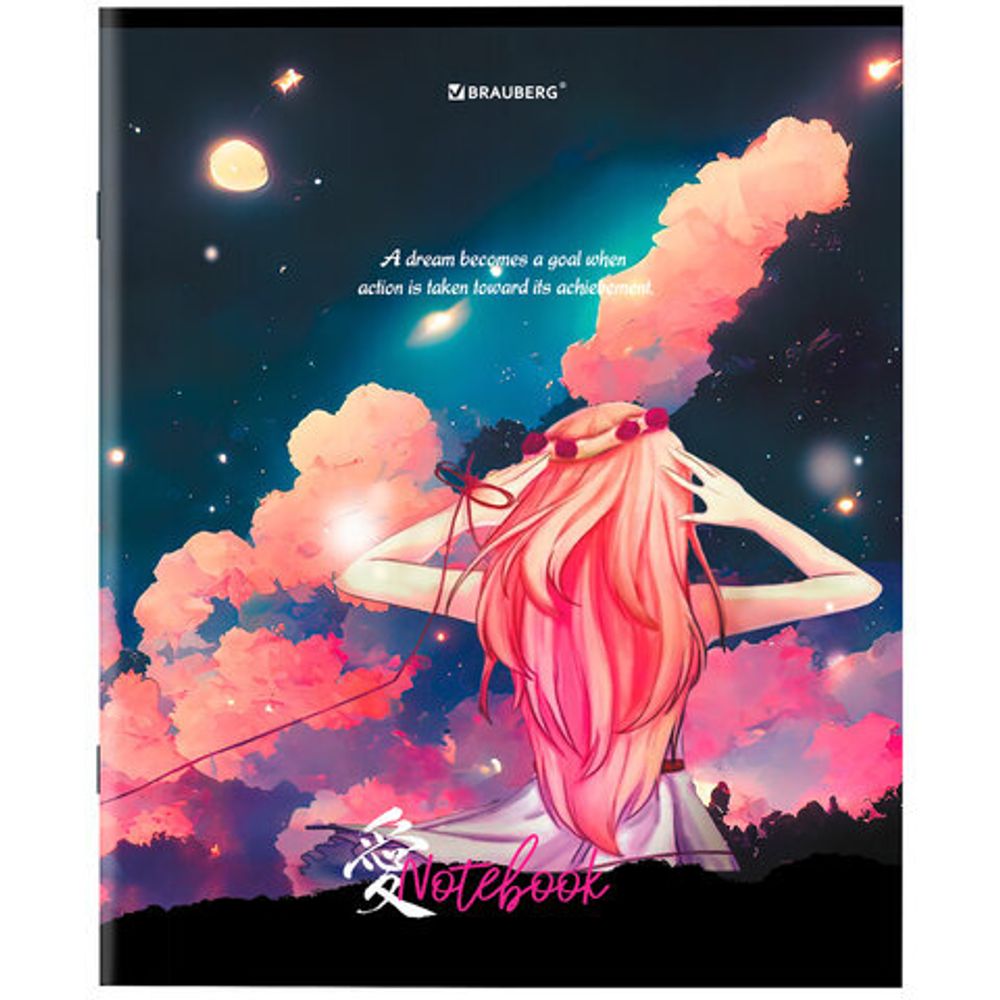 Тетрадь А5, 80 л., BRAUBERG, скоба, клетка, обложка картон, "Anime Girls", 404412, 5шт