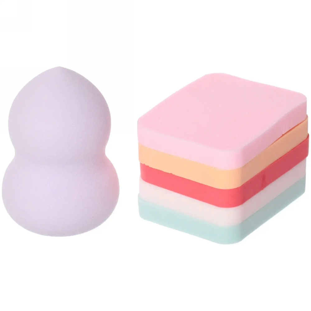 Спонж капля и 5 спонжиков тонких для макияжа и контуринга «Beauty-Puff», цвет микс, 8,5*5*7✦