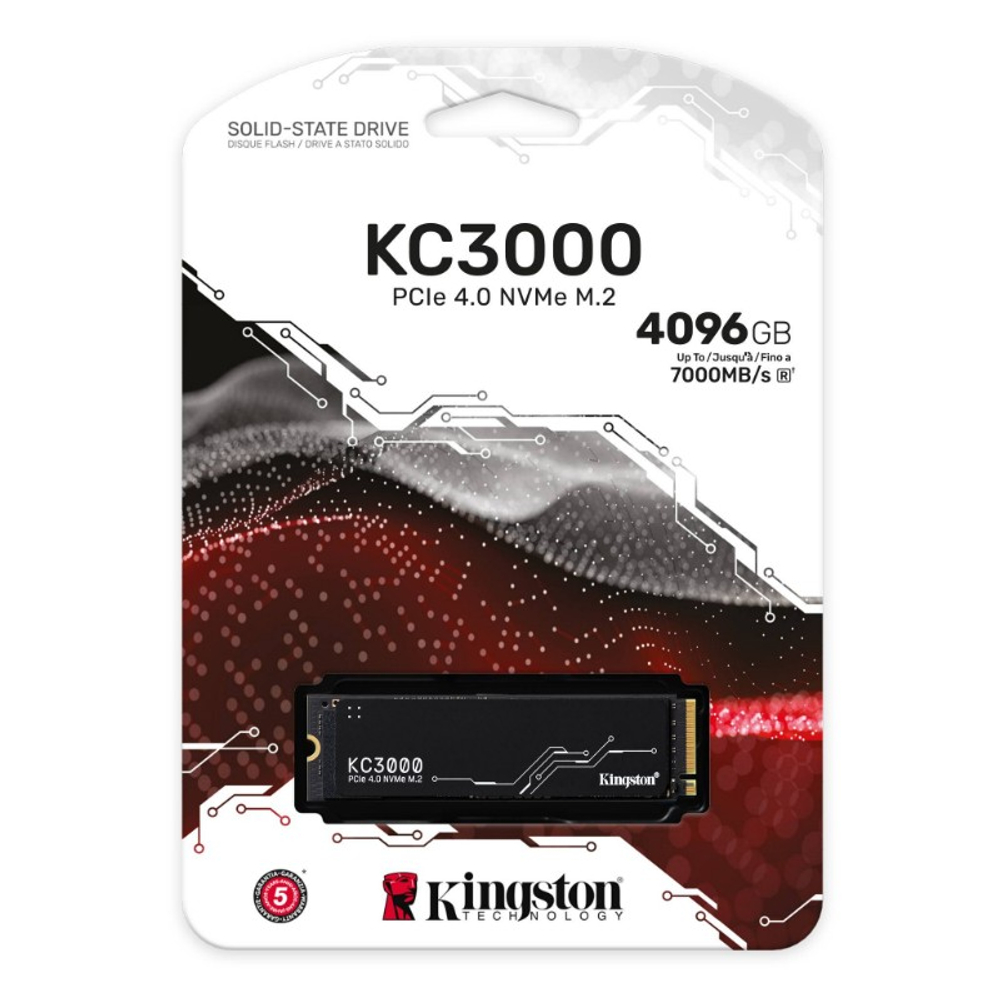 Твердотельный накопитель SSD 4TB Kingston KC3000 M.2 2280 PCIe 4.0 x4 NVMe (R7000/W7000MB/s) MTBF 2M, 3,2PBW