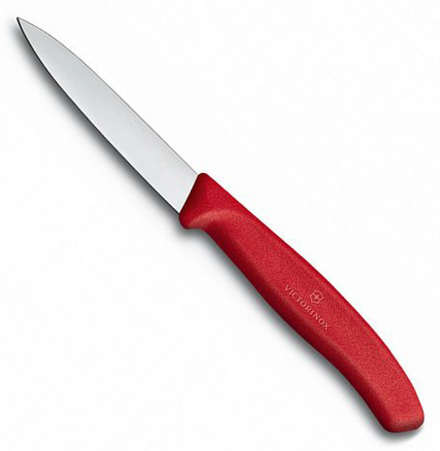 Нож Victorinox для овощей, 8 см, с заострённым кончиком, красный
